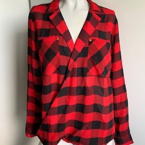 MICHAEL Michael Kors wrap Buffalo check blouse